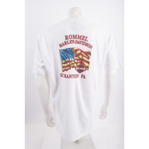 Harley-Davidson Mens Graphic T-Shirt Top XL Flag Rommel Scranton PA Biker - Picture 5 of 6